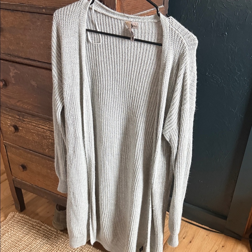Women's Gray Open-Front Sweater